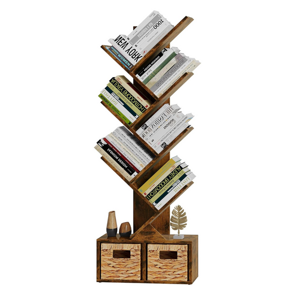 Wood 6-Tier Tree Bookshelf