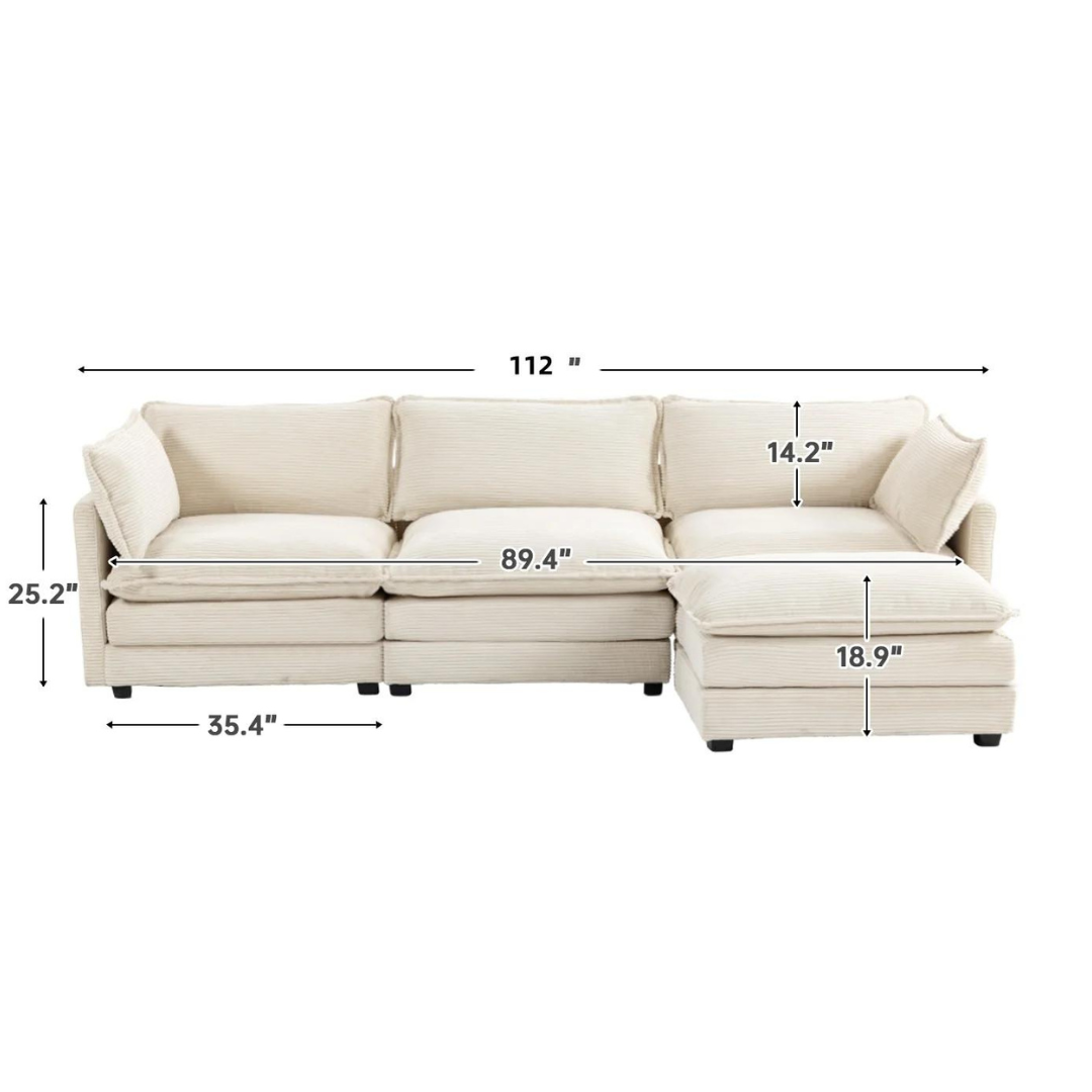 JUSTLET Sectional Sofa With Ottoman