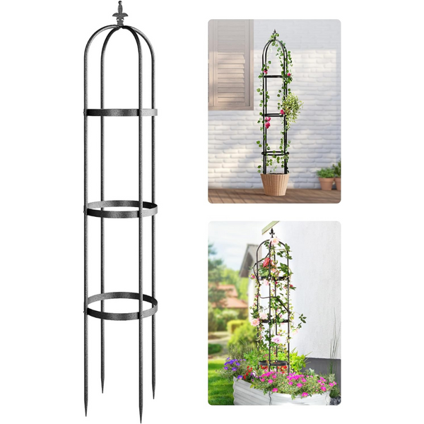 Idzo Heavy Duty Black 100% Metal Obelisk Plants Trellis