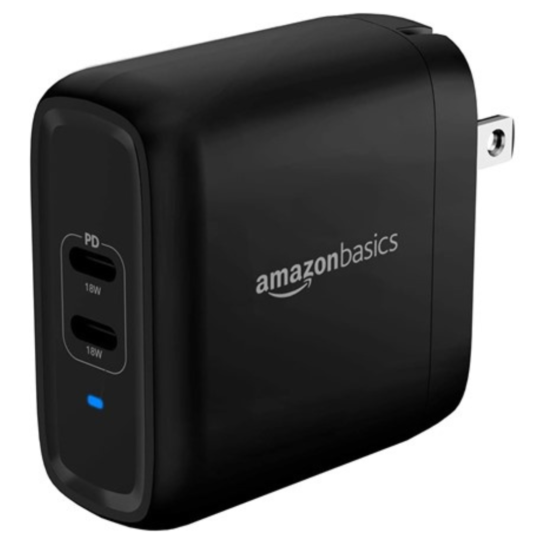 AmazonBasics 36W 2-Port USB-C Wall Charger Adapter