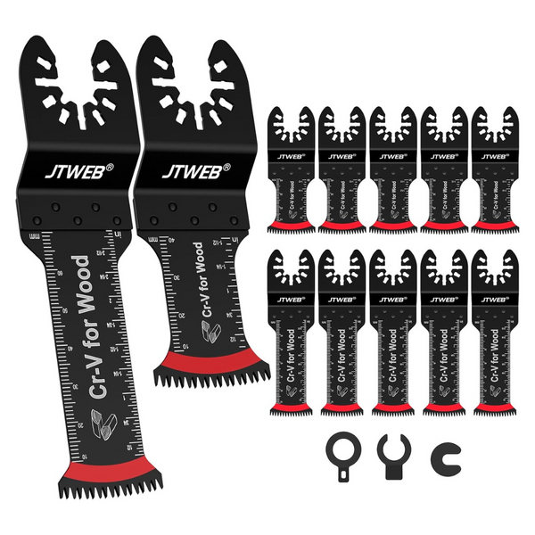 12-Piece Extra-Long Reach Arc-Shaped Edge Tooth Oscillating Saw Blades