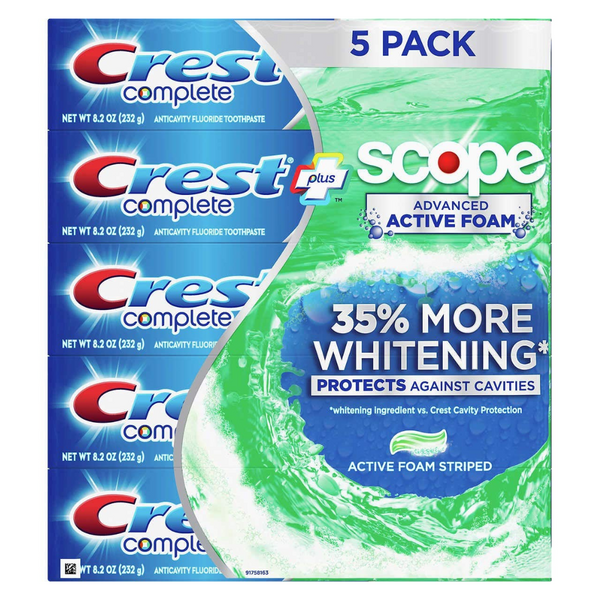 5-Pack Crest Complete Extra Whitening + Scope Advanced Toothpaste