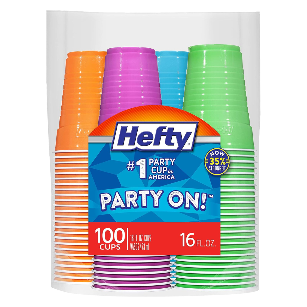 100-Count Hefty Party On 16 Ounce Plastic Party Cups