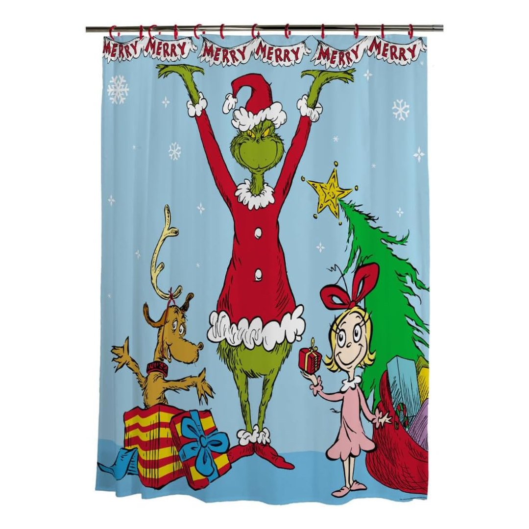 Franco Dr. Seuss The Grinch Holiday 13 Piece Shower Curtain And Ring Set