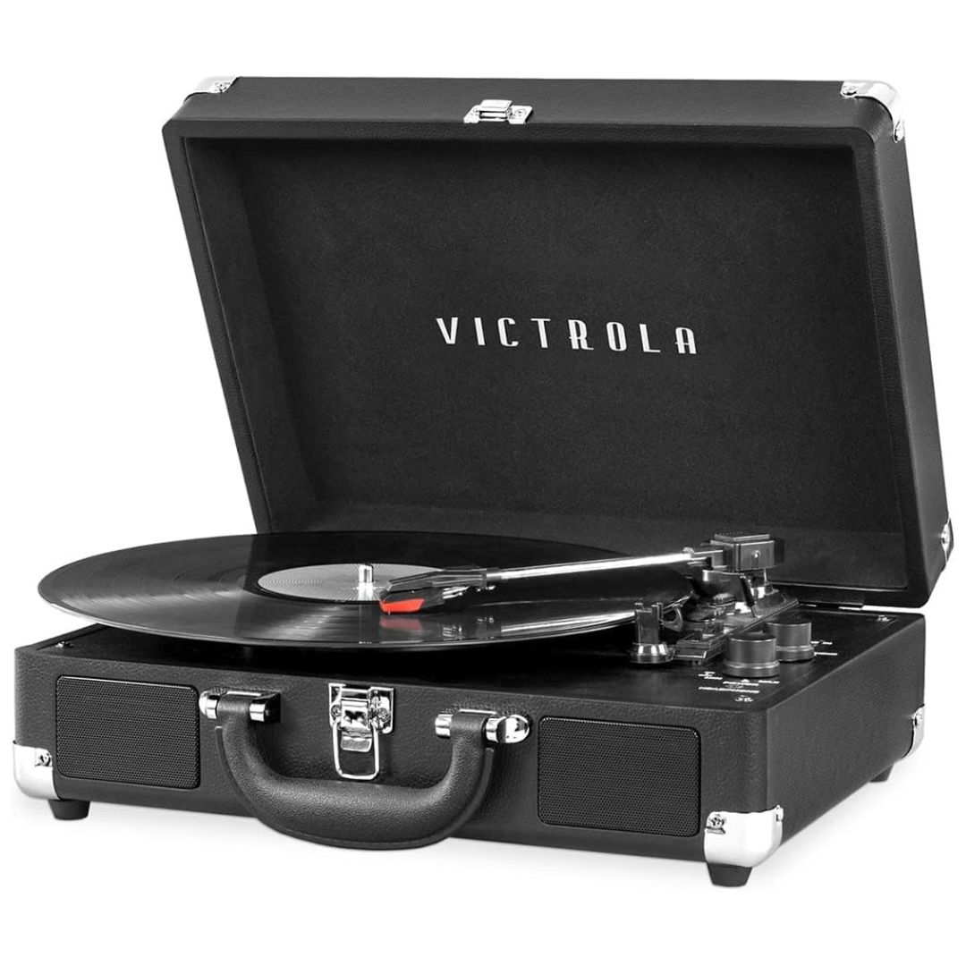 Victrola Vintage 3-Speed Bluetooth Portable Suitcase Record Player with Built-in Speakers