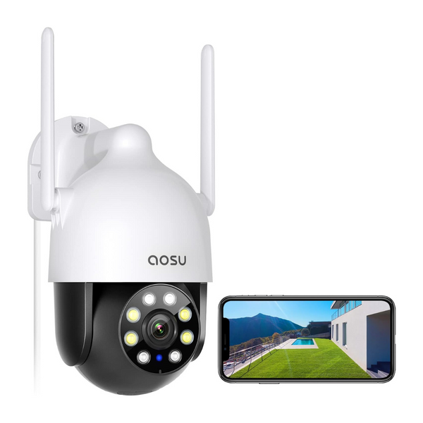 AOSU Waterproof 2K 360 deg.Pan-Tilt 2.4G WiFi Security Camera