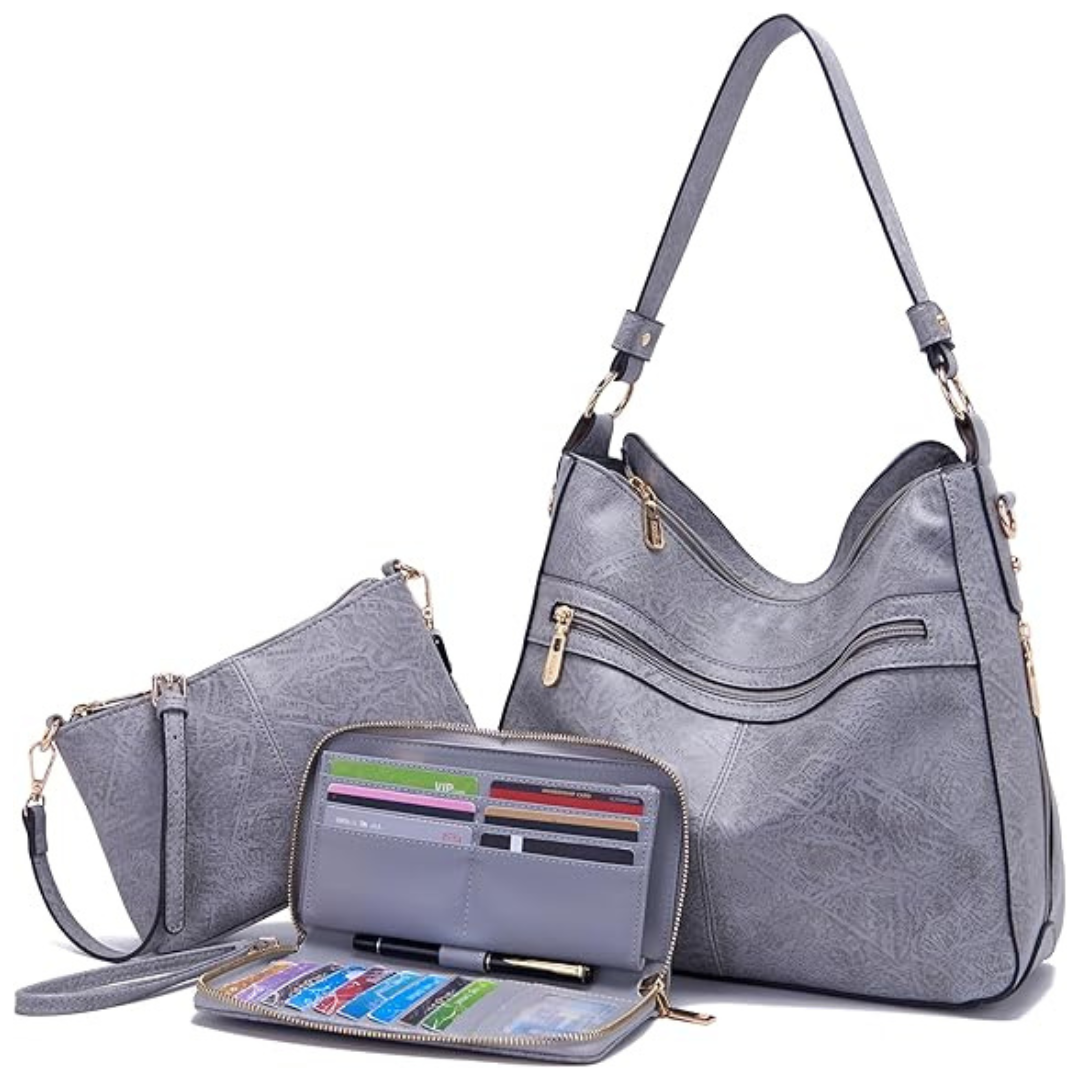 Women's Large Crossbody Satchel Shoulder Handbags Purse & Wallet Set