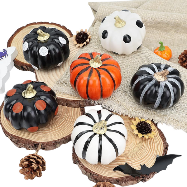 6-Piece Black And White Pumpkins For Decor