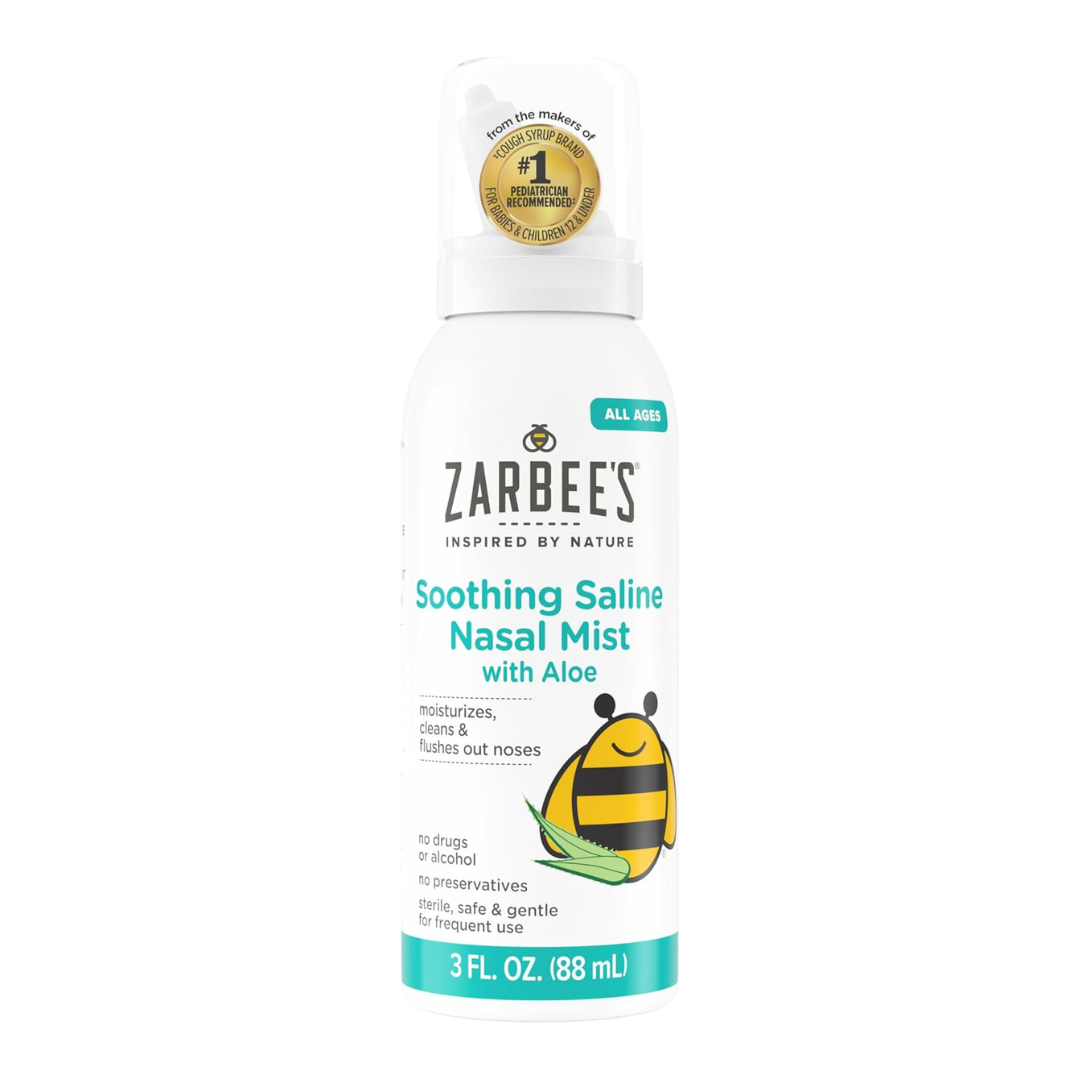 Zarbee's Soothing Saline Nasal Mist With Aloe For All Ages, 3 Oz