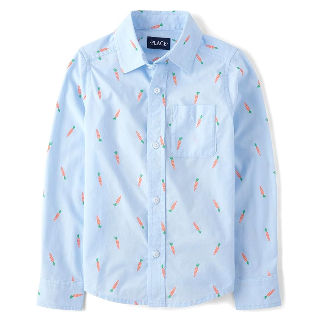 The Children's Place Boys' Long Sleeve Poplin Button Down Shirt