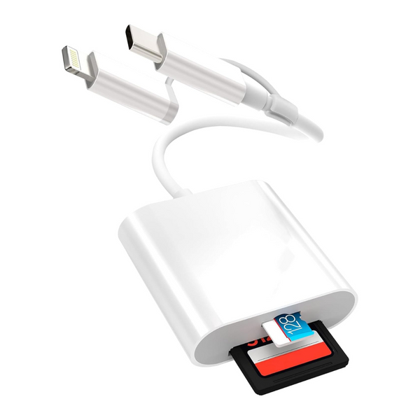 Dual Connector Lightning/USB C Memory Card Reader