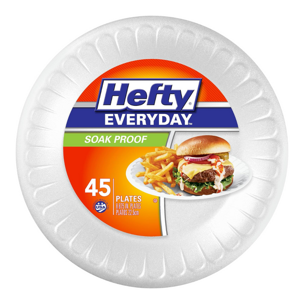 45-Count Hefty Everyday 9" Foam Plates (White)