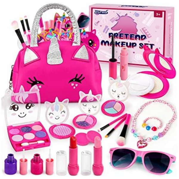 20-Piece Kids Pretend Fake Makeup Set With Cosmetic Bag