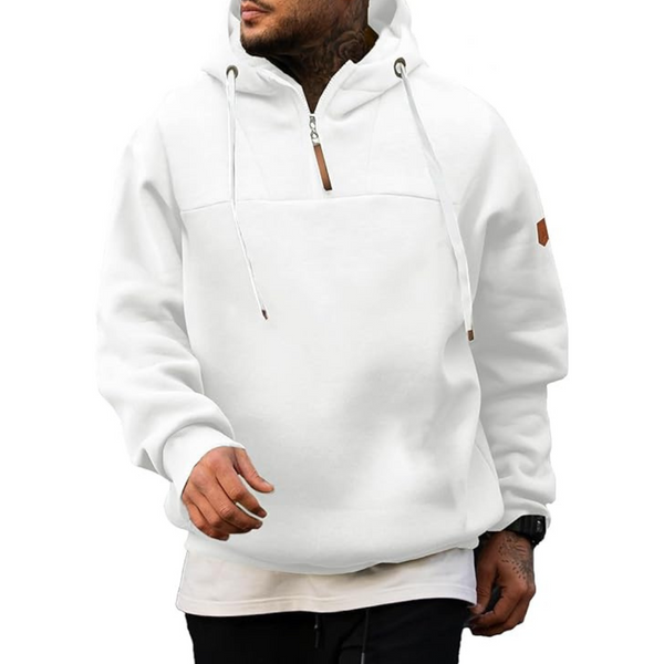 Men's Cotton Long Sleeve Pullover Quarter Zip Hoodies With Pocket