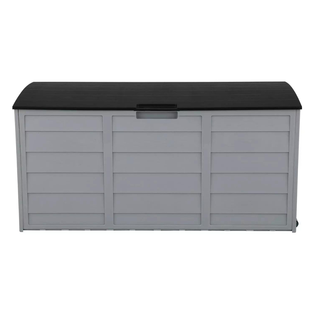 75 Gallon Outdoor Garden Storage Box With Wheels (Black)