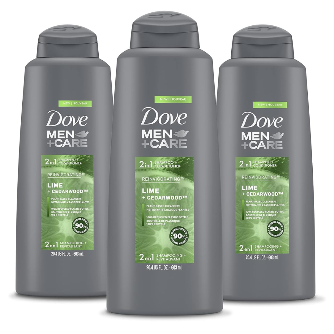 3-Count Dove Men+Care Lime & Cedarwood 2-In-1 Shampoo + Conditioner, 20.4 Fl Oz