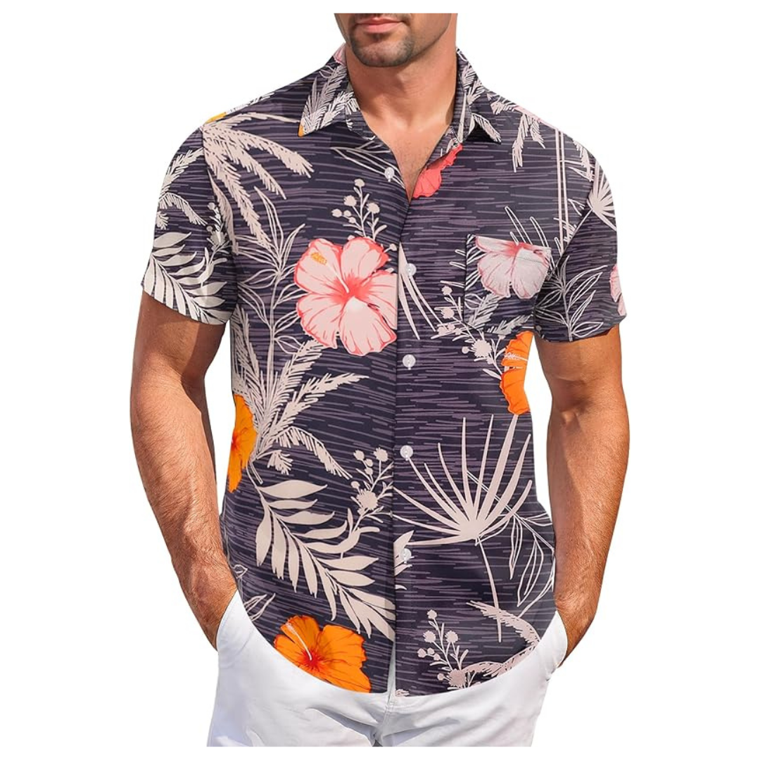 Men's Hawaiian Button Down Floral Printed Shirts