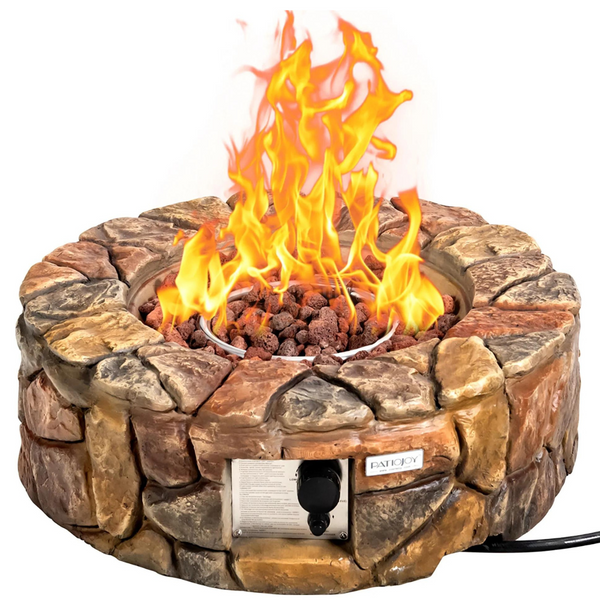 Costway 28'' Stone Finish Gas Fire Pit w/Lava Rocks