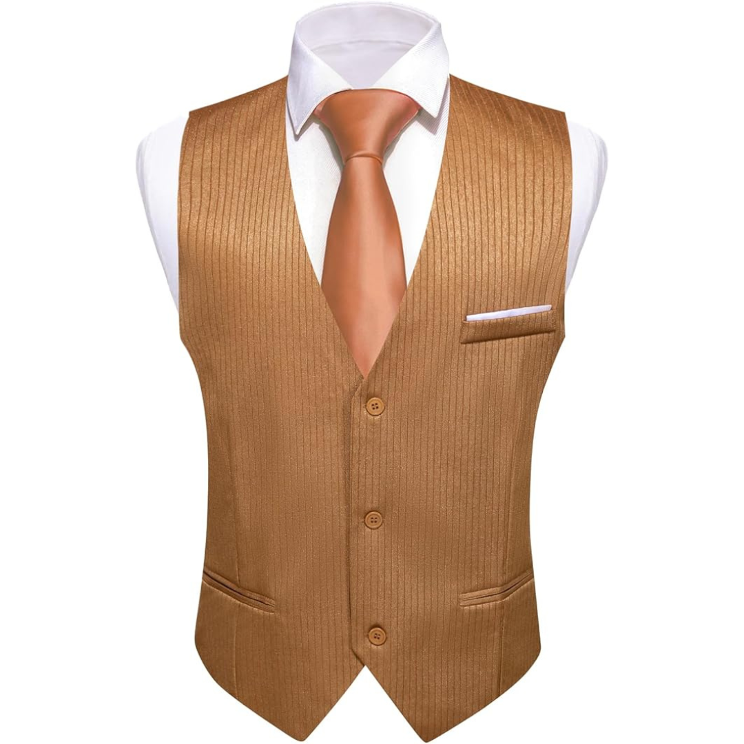 Men's Brown Formal Slim Fit Waistcoat Vest