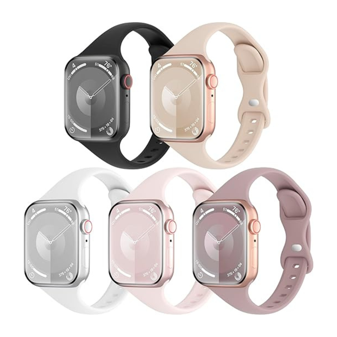 5-Pack Unisex Silicone Slim Bands Compatible With Apple Watch Band