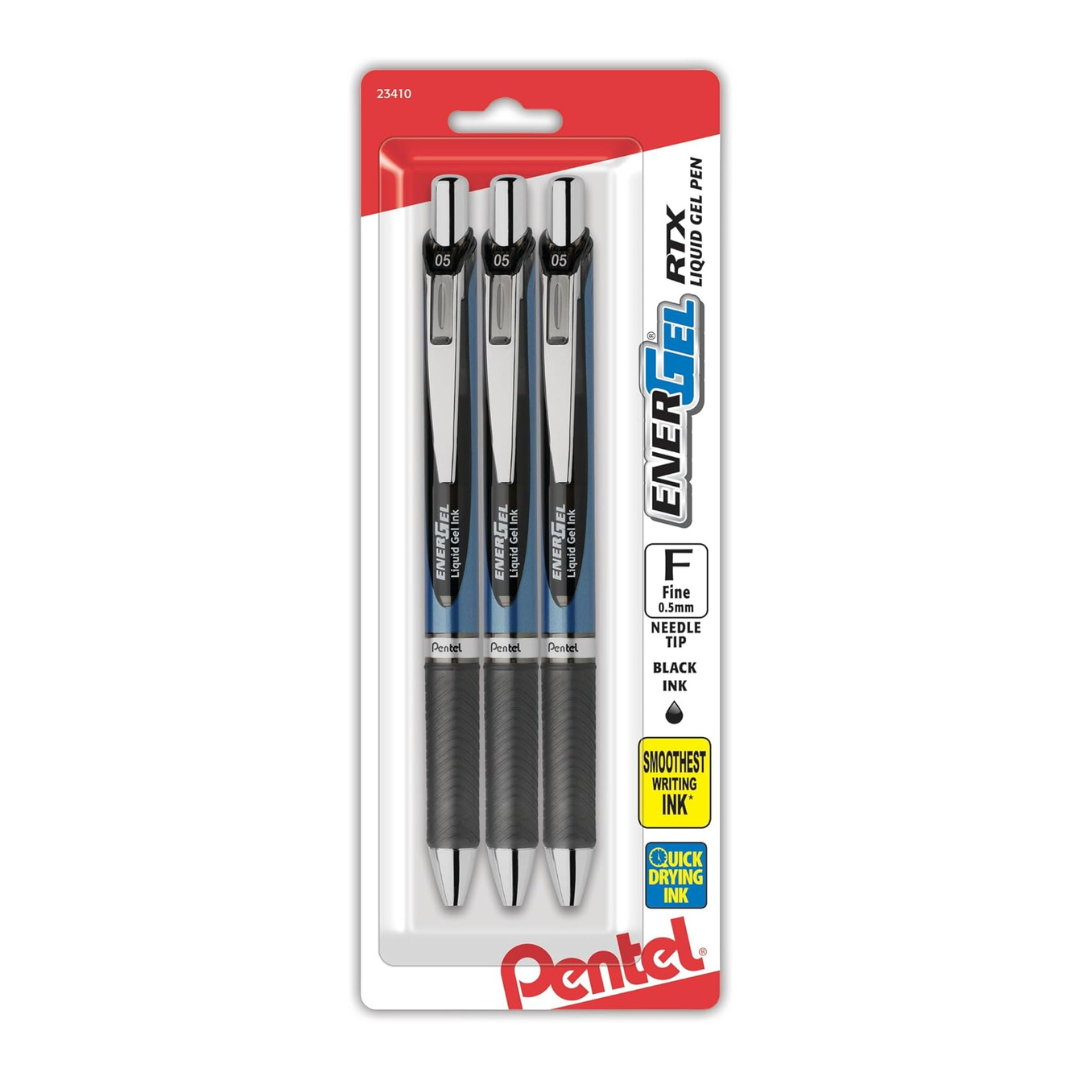 3-Pack Pentel EnerGel Deluxe RTX Retractable Pens (2 Color Options)