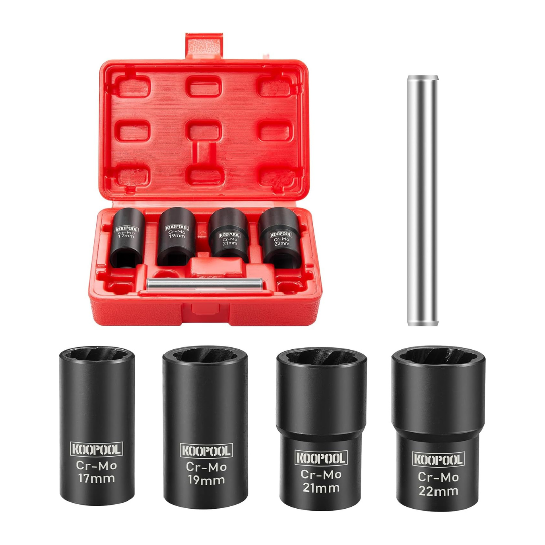 5-Piece Twist Socket Set Lug Nut Remover, Bolt Nut Extractor Set