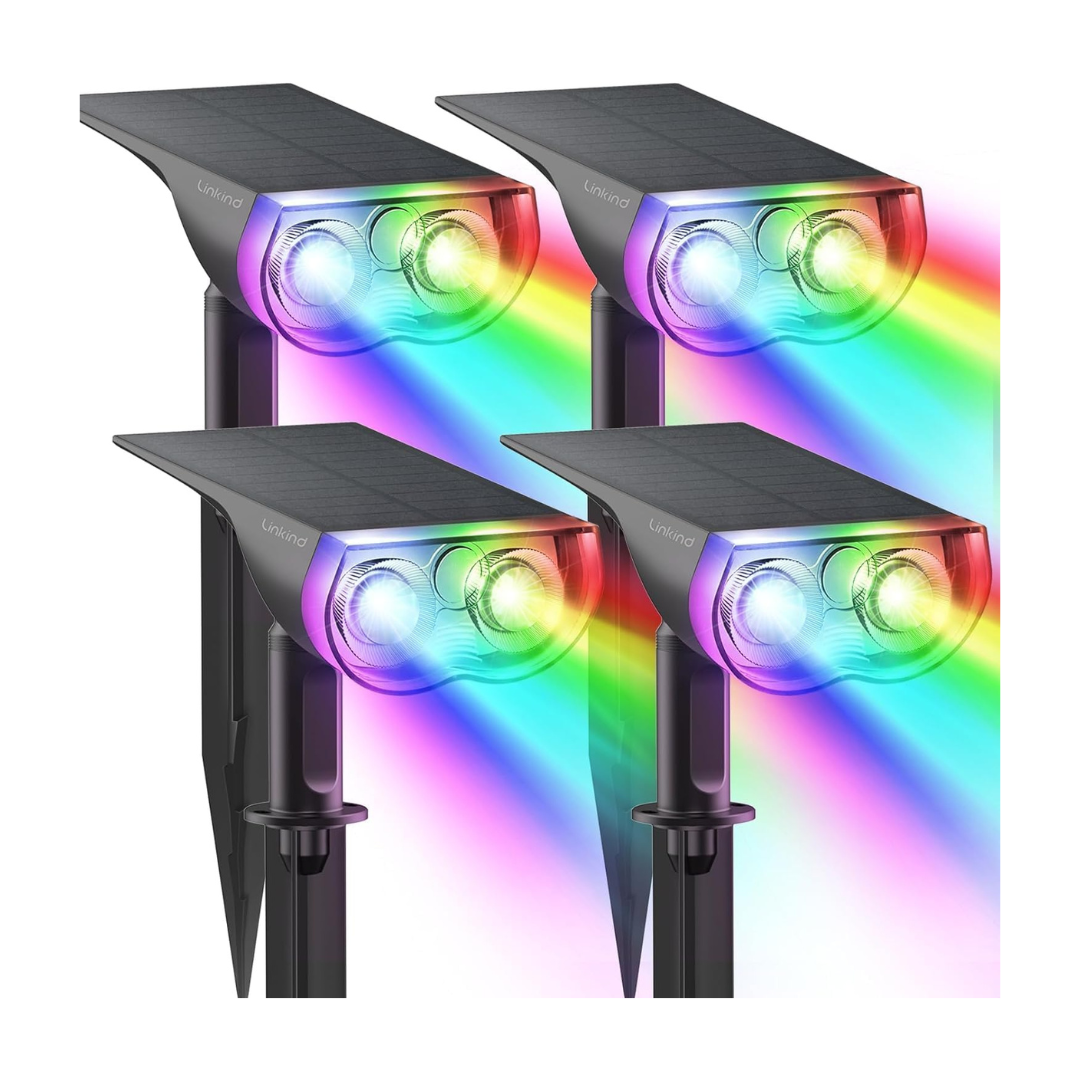 4-Pack 2-in-1 Waterproof Color Changing Outdoor Solar Spot Lights