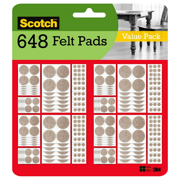 648-Pieces Scotch Furniture Round Felt Pads (Assorted Sizes)