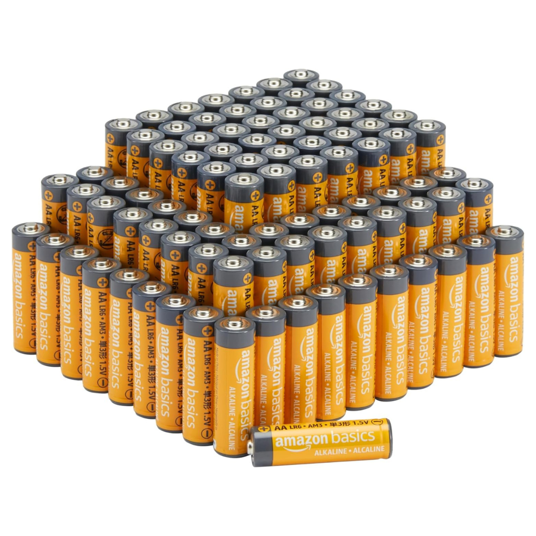 100-Pack Amazon Basics High Performance AA Alkaline Batteries