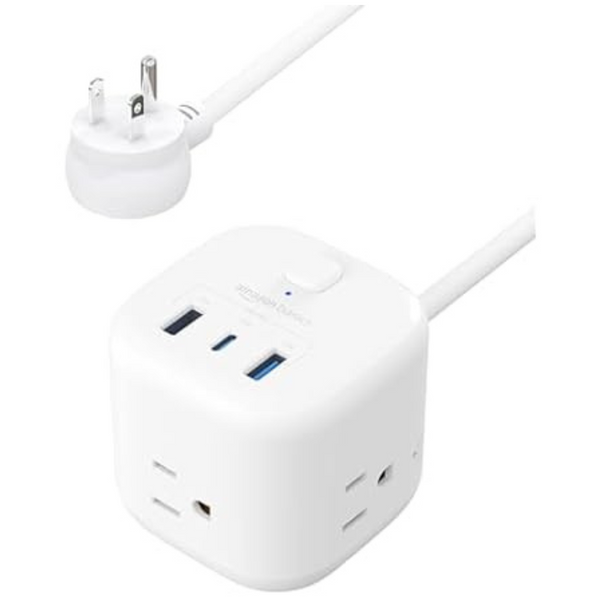 Amazon Basics 3-Outlet & 3-USB Port Power Strip Cube W/ 5Ft Cord