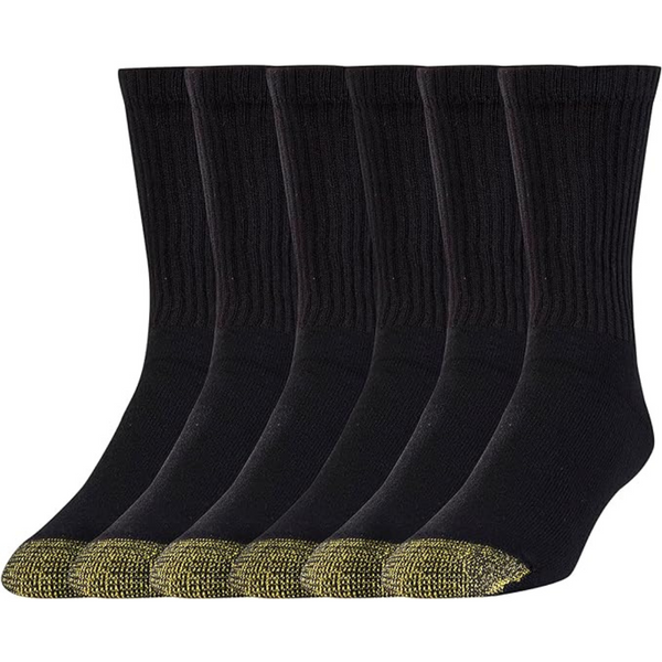 6 Pairs Of GOLDTOE Men’s Cotton Blend Athletic Crew Socks