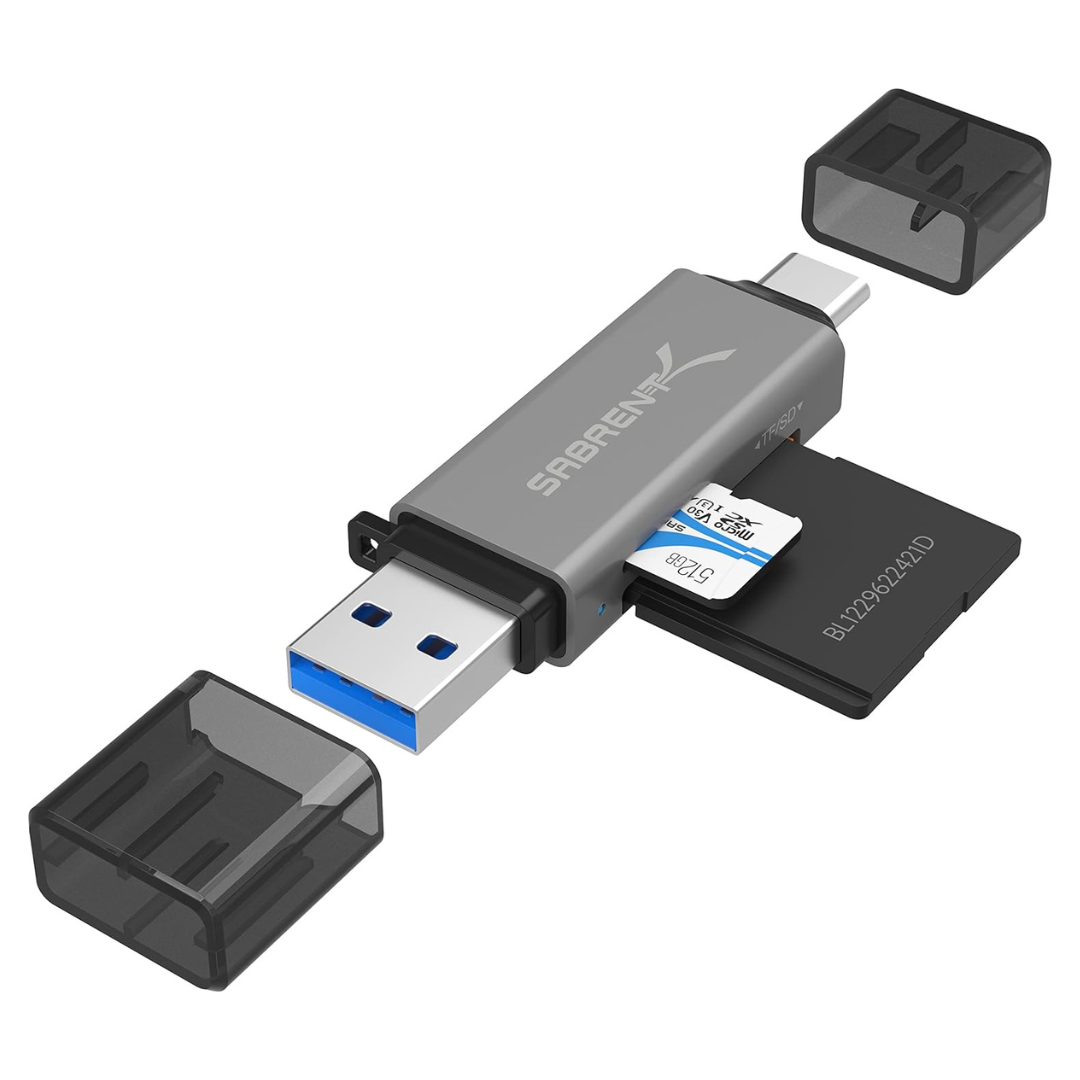 Sabrent USB 3.0 Type-A & Type-C OTG Card Reader (CR-BCA2)