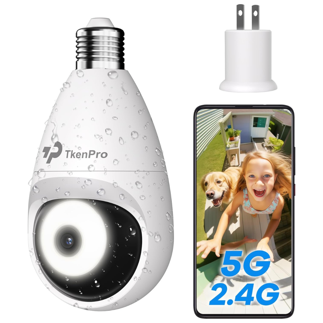 TKENPRO 2.4GHz&5GHz Light Bulb Dual Band Security Camera