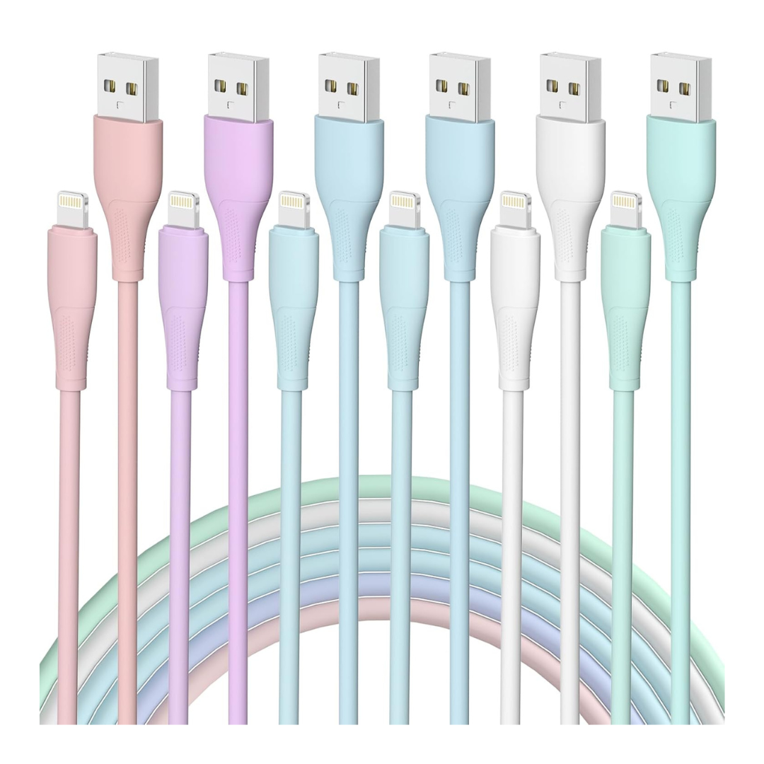 6-Pack Apple MFi Certified iPhone Charging Lightning Cable (3/3/6/6/6/10 Ft)