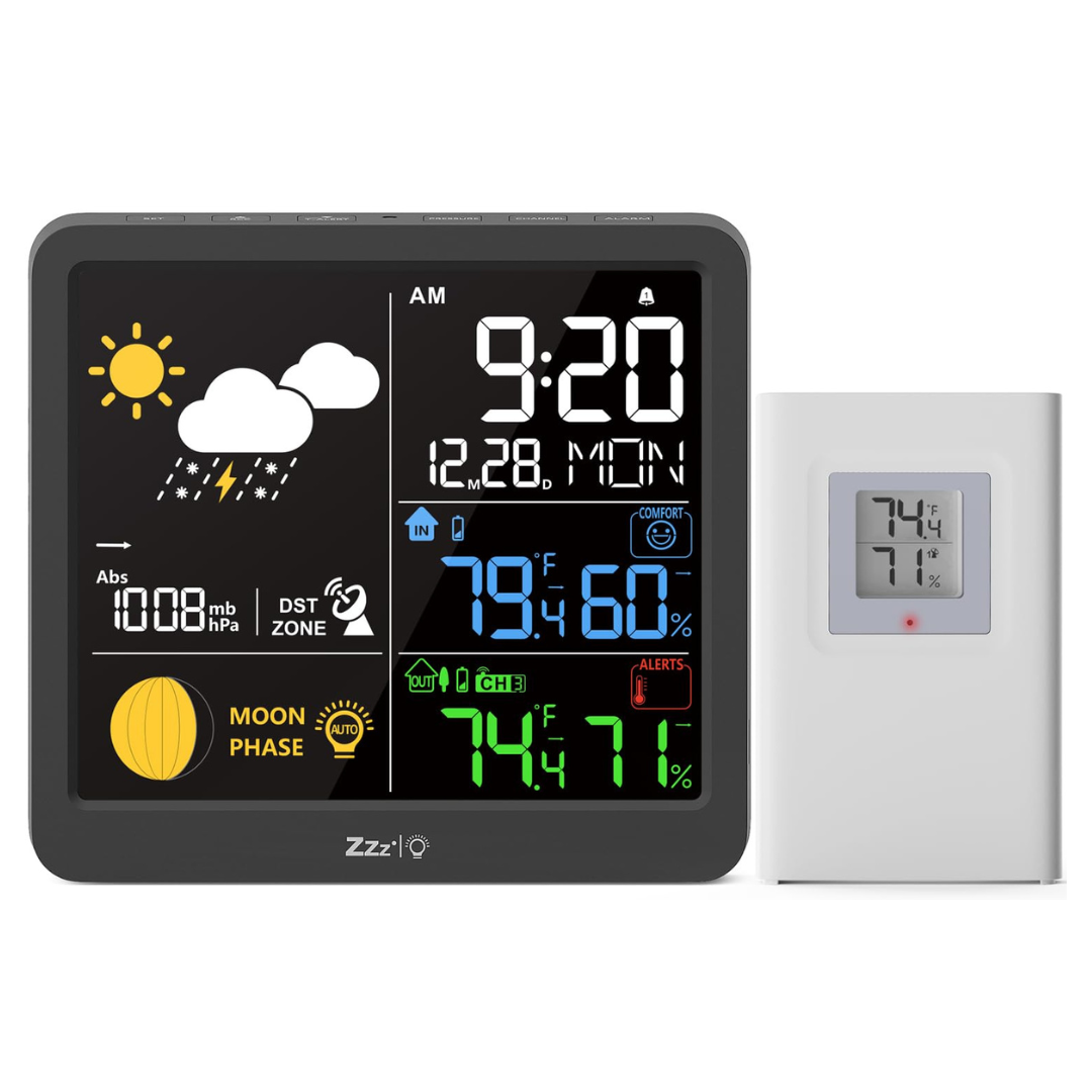 MeesMeek 6.69" LCD Wireless Sensor Weather Station With Alarm Function