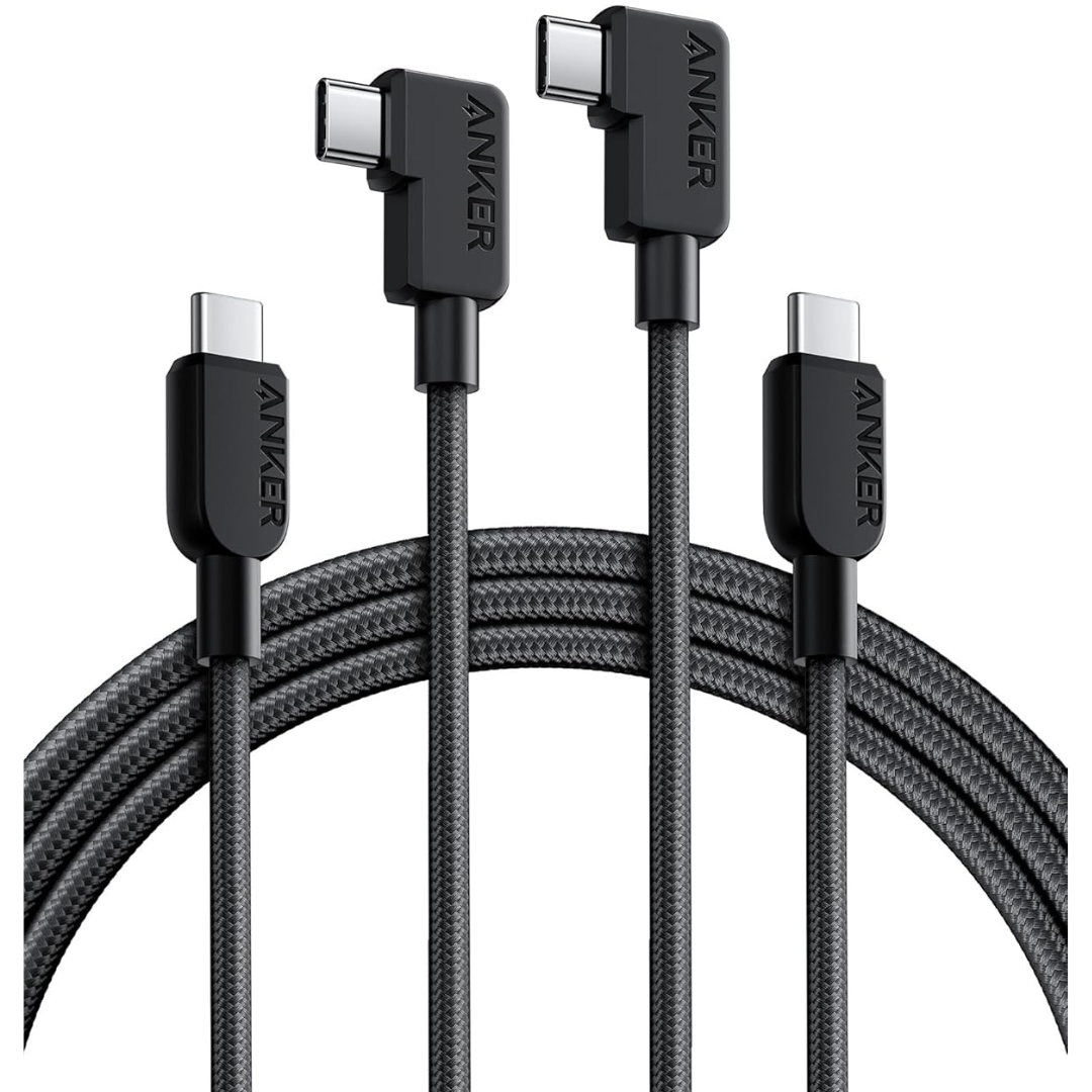 2-Pack 6-ft Anker 240W USB-C to USB-C 90-Degree Braided Charging Cables