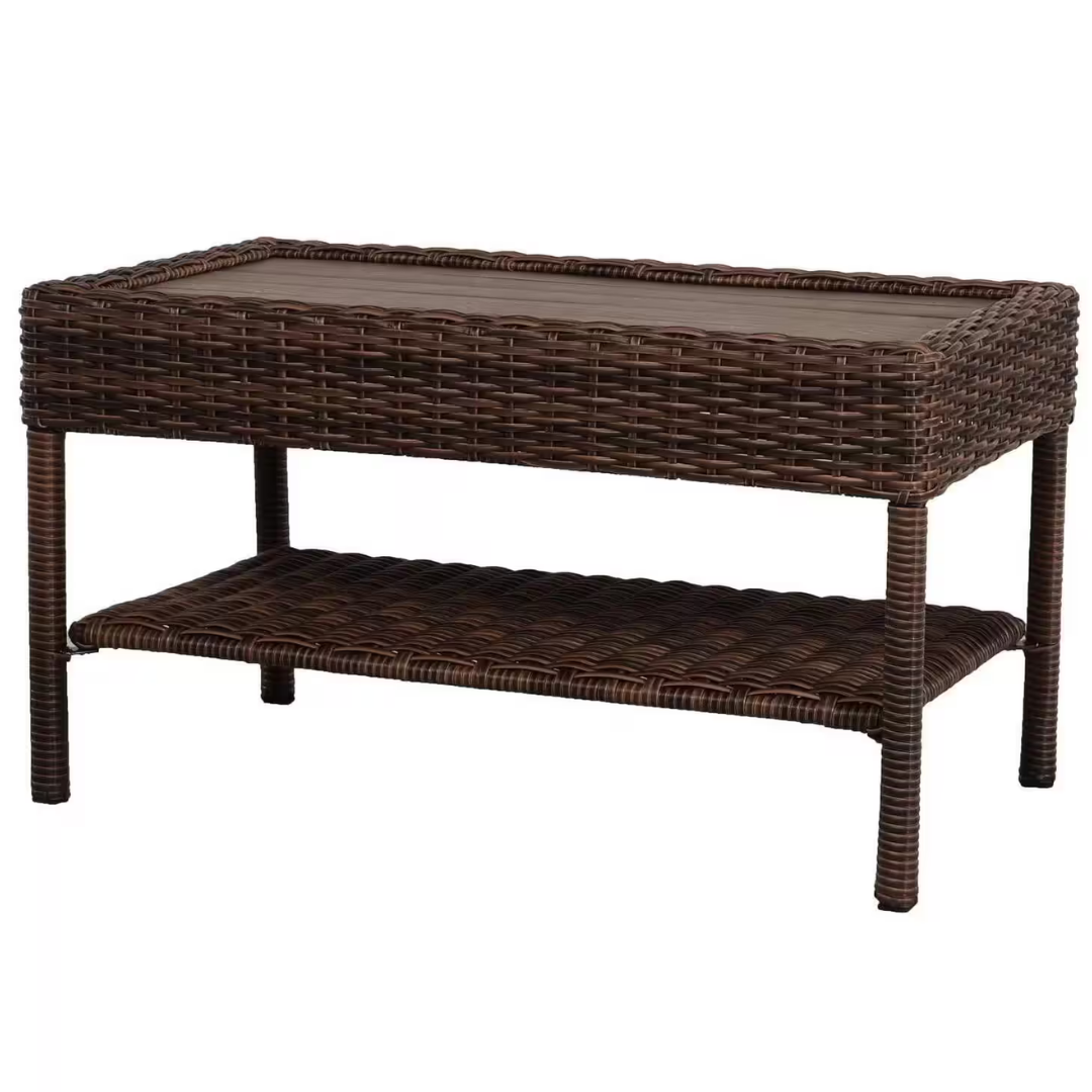 Hampton Bay Cambridge Brown Wicker Patio Coffee Table