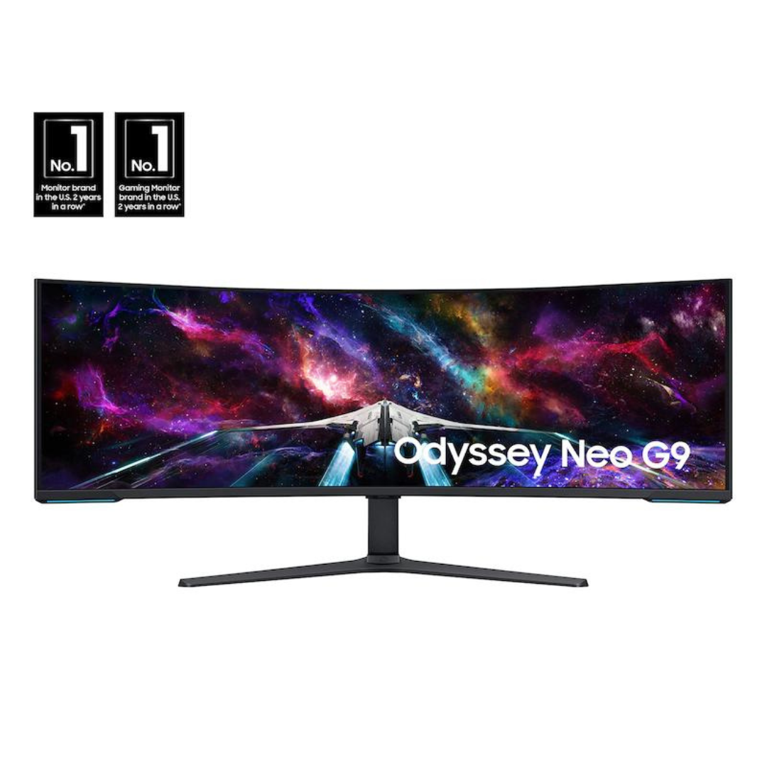 Samsung Odyssey Neo G9 57" Dual 4K UHD 240Hz 1ms Mini-LED Curved Gaming Monitor + 27" Odyssey G30D Monitor