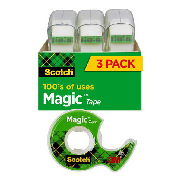 3-Pack 3/4" x 300" Scotch 3M Magic Tape With Dispenser