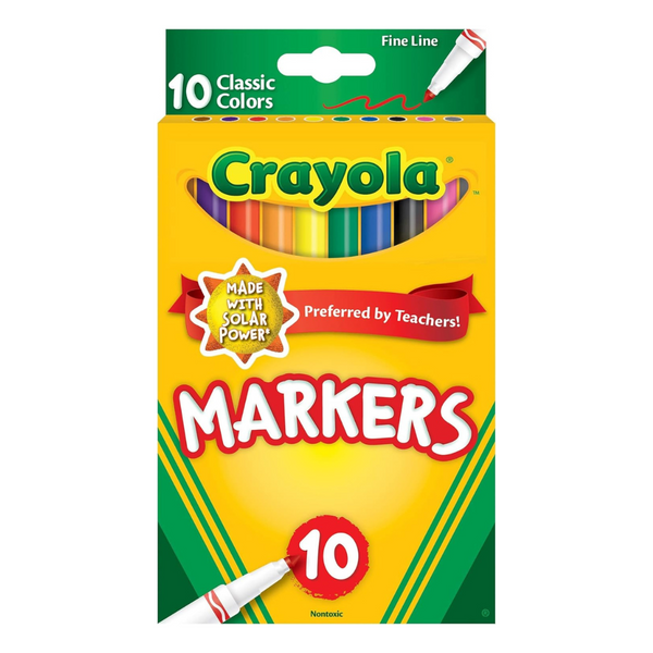 10-Piece Crayola Fine Line Original Markers Fine Tip Set