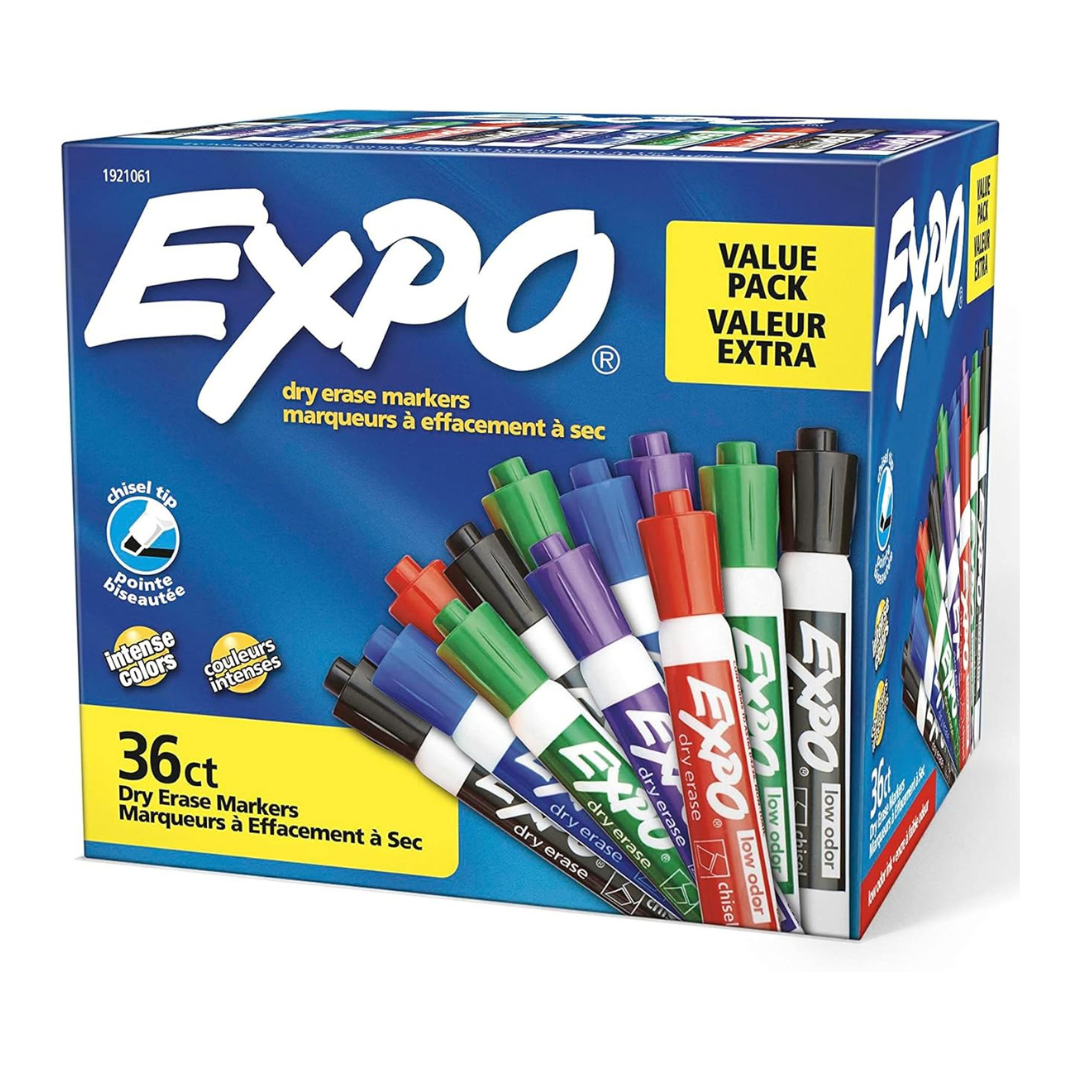 36-Count Expo Low Odor Chisel Tip Dry Erase Markers