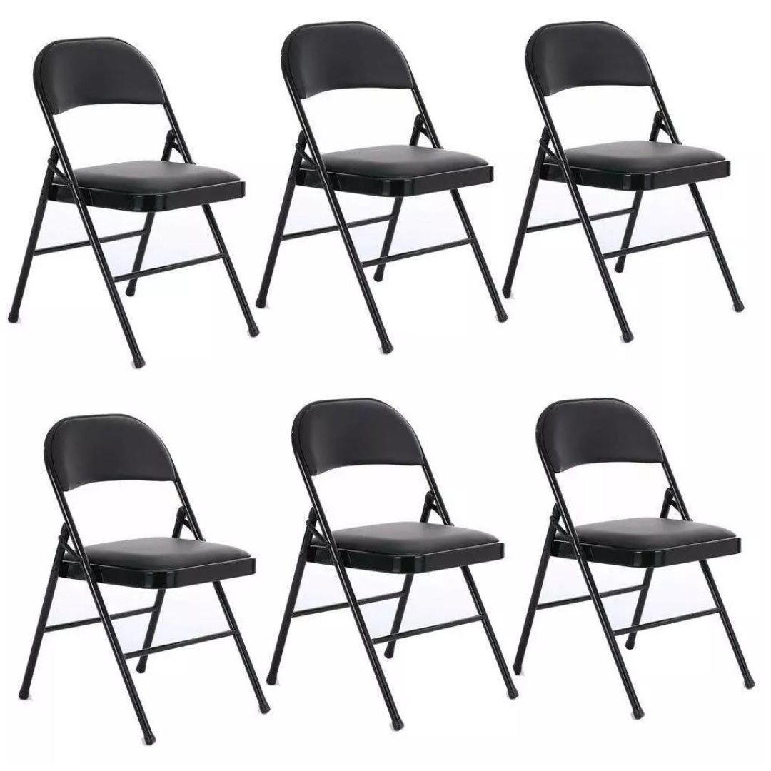 6-Pack FCH Portable Padded Fabric Folding Chairs