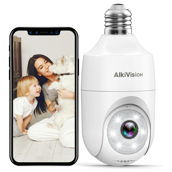 AlkiVision 2K Light Bulb Wireless Security Outdoor Cameras