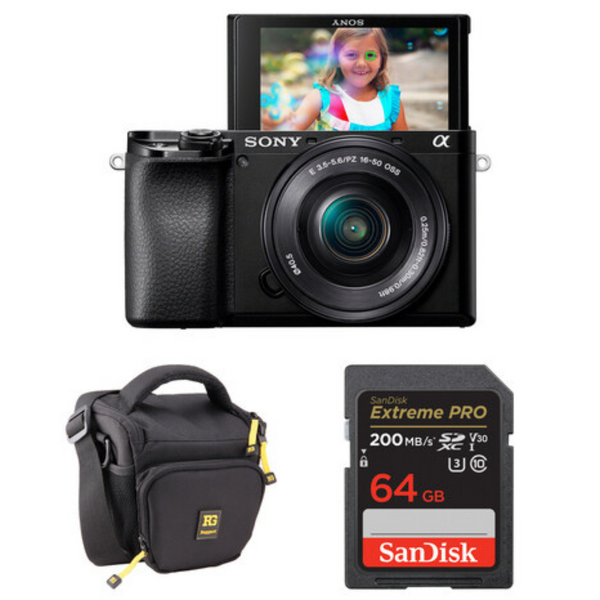 Sony a6100 24.2MP Mirrorless Digital Camera w/16-50mm Lens + Bag + 64GB Memory Card + Tripod