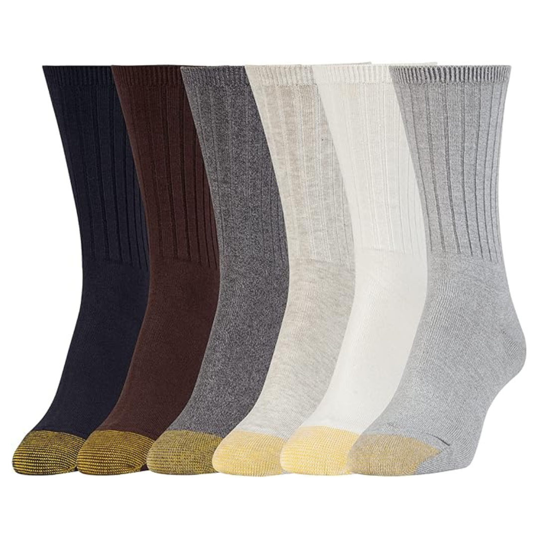 GOLDTOE Women’s Casual Texture Crew Socks (6 Pairs)