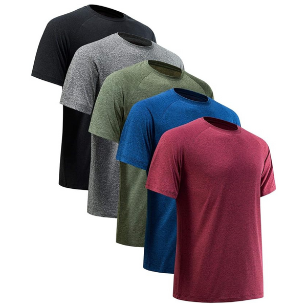 5-Pack Men's Short Sleeve Quick Dry Athletic T-Shirts