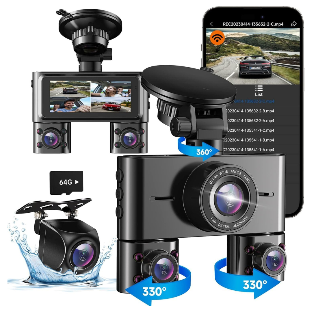 Hupejos 4 Channel Front and Rear Dash Cam With Super Night Vision