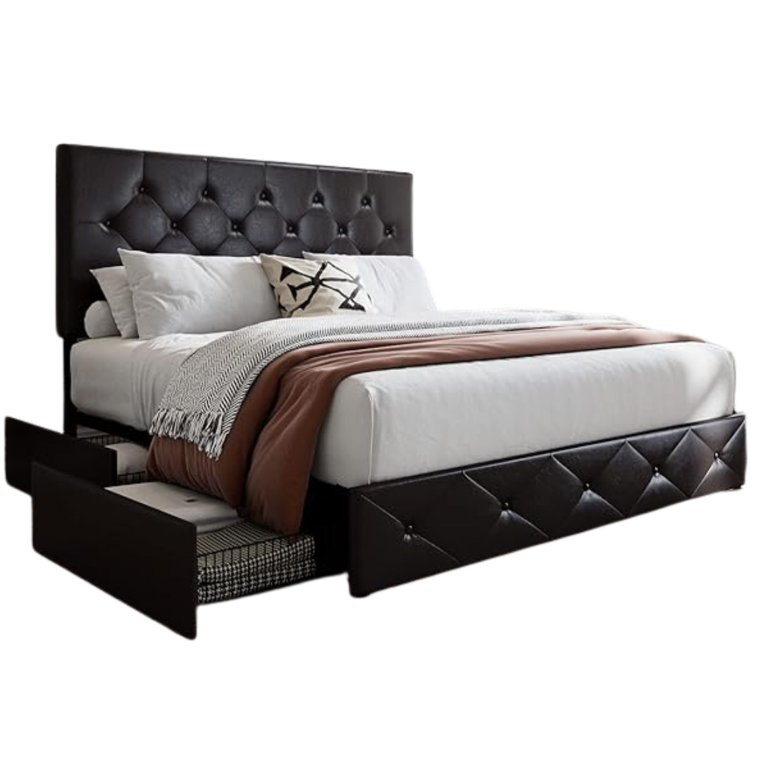 Sha Cerlin Adjustable Headboard King Platform Storage Bed Frame