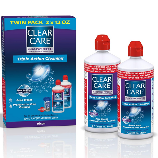 2-Pack Clear Care Triple Action 12oz Cleaning & Disinfecting Contact Lens Solution