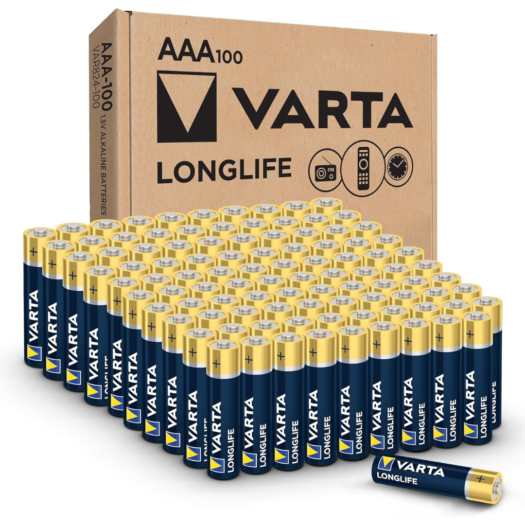 100-Pack VARTA Longlife AAA Alkaline Batteries